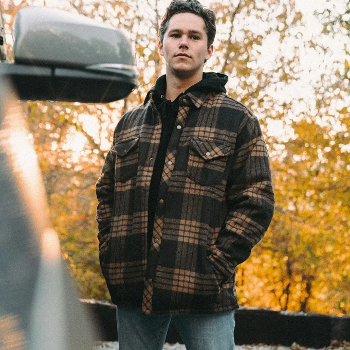 Set Point AT Hybrid Shacket- Brown/Tan Plaid